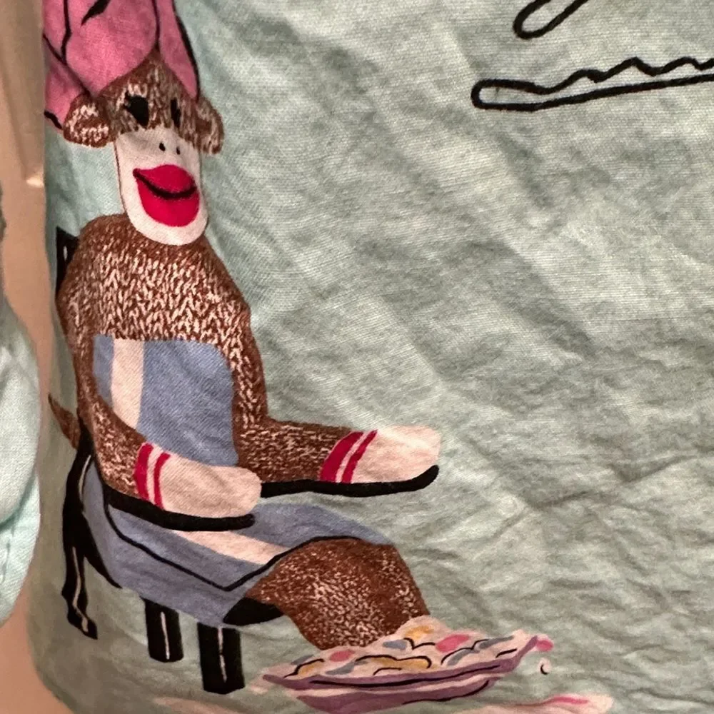 Nick & Nora Teal Monkey printed Sleepwear Top - Picture 7 of 8